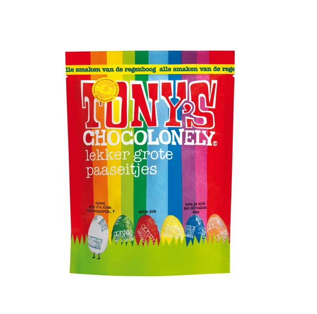 Chocolade Tony's Chocolonely paaseitjes pouch ass