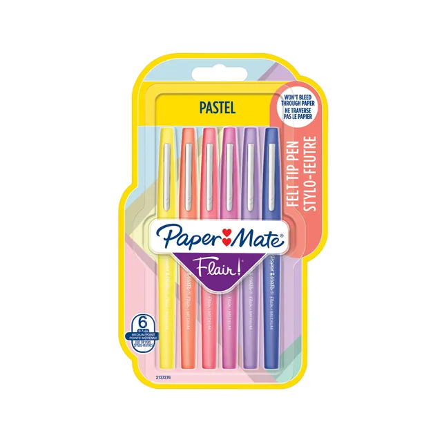 Fineliner Paper Mate Flair Pastel blister 6 kleur