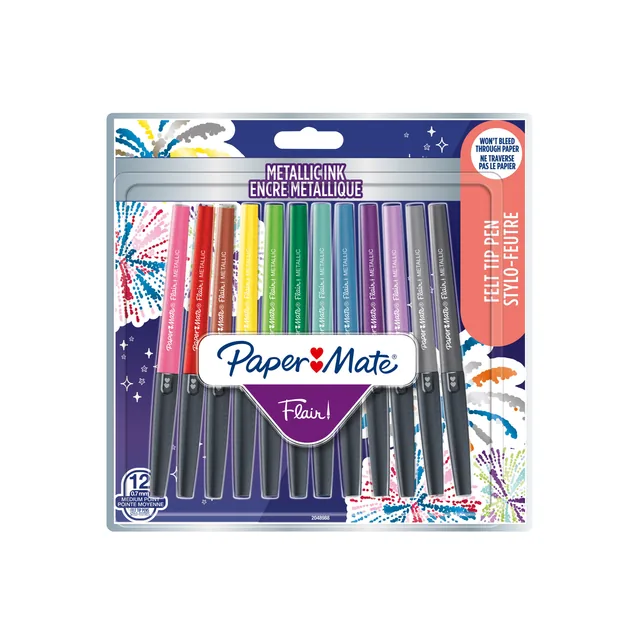 Fineliner Paper Mate Flair Metallic 12st ass