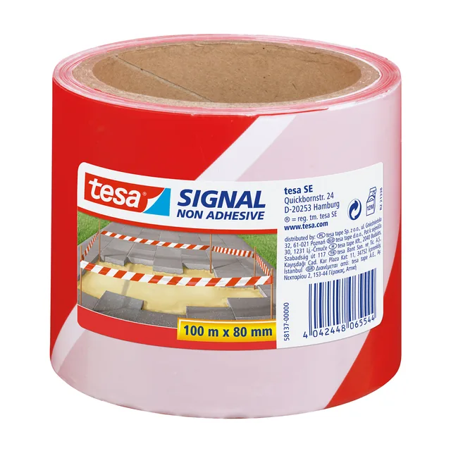 Waarschuwingslint tesa 100mx80mm rood wit