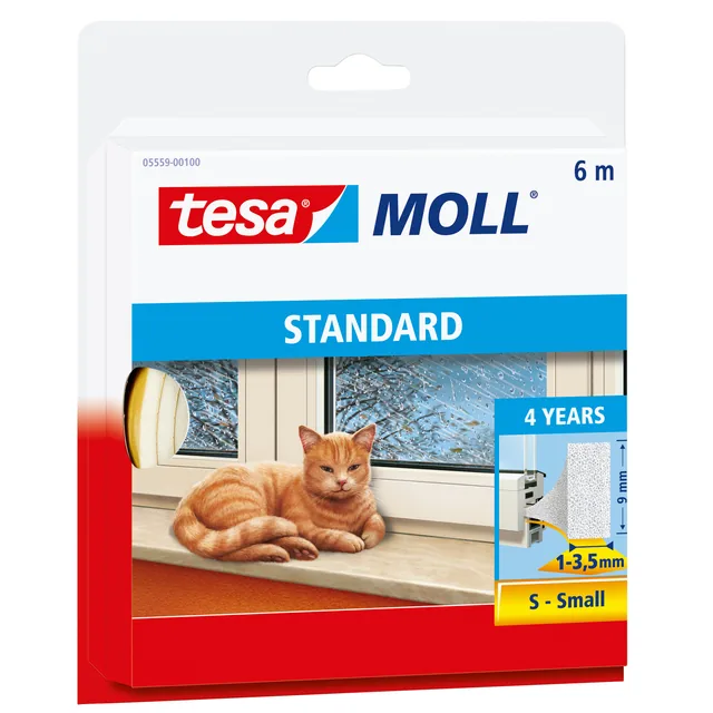 Tochtstrip tesamoll I-Profiel zelfkl 6mx9mm wit