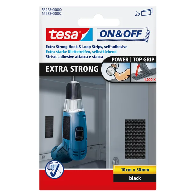 Klittenband tesa On Off extra sterk 50mmx10cm zw