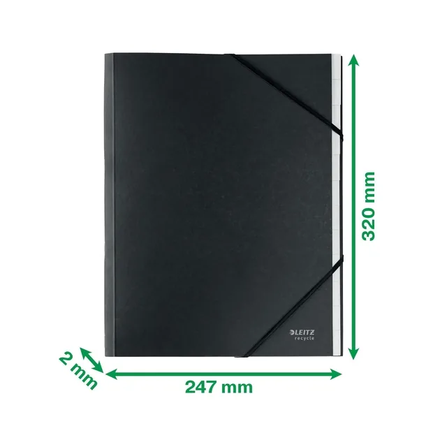 SORTEERMAP LEITZ RECYCLE 12-TABS ZWART