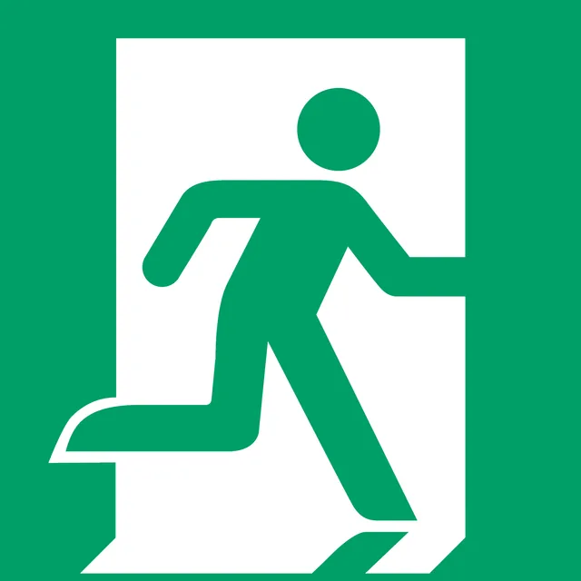 Pictogram Djois Nooduitgang rechts 200x200mm gn