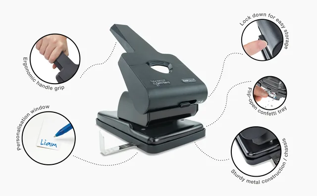 Perforator Rapesco Germ-Savvy HD865-P 2gaats zwart