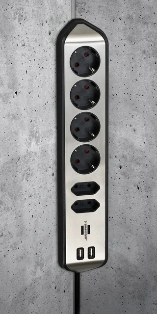 Stekkerdoos Brennenstuhl Estilo 6vdig USB 2m zwart
