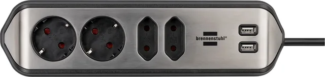 Stekkerdoos Brennenstuhl Estilo 4vdig USB 2m zwart