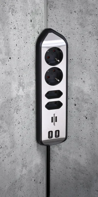 Stekkerdoos Brennenstuhl Estilo 4vdig USB 2m zwart