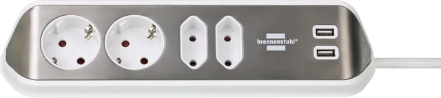Stekkerdoos Brennenstuhl Estilo 4vdig USB 2m wit