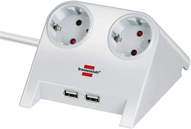 Stekkerdoos Brennenstuhl 2vdig USB 1.8m wit