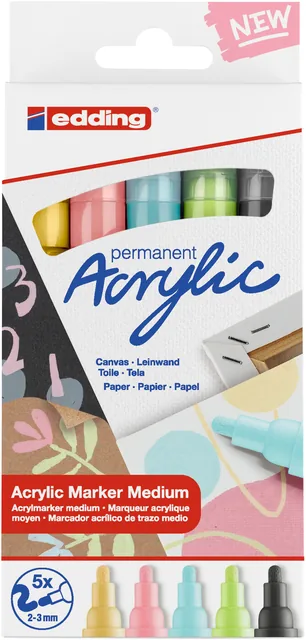 Acrylmarker edding e-5100 M pastel assorti 5st