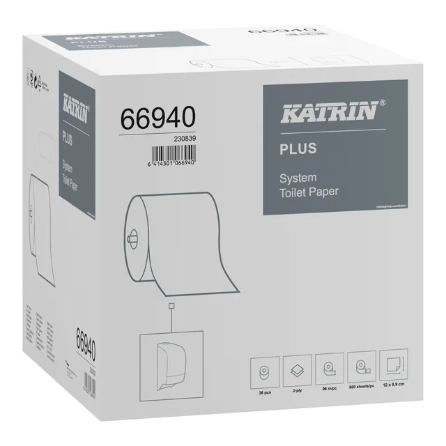 Toiletpapier Katrin Plus systeemrol 2laags 96m wit