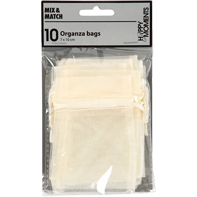 Organza zakjes Crea Com 7x10cm 10 stuks off-white