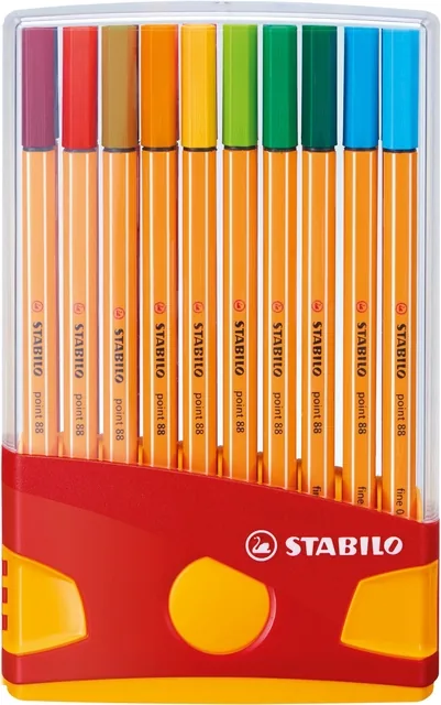 Fineliner STABILO point 88/20 etui gl/rd F assorti