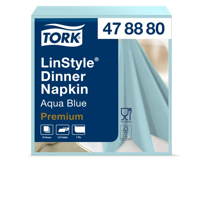 Dinerservet Tork Linstyle Premium 50 vel aquablauw