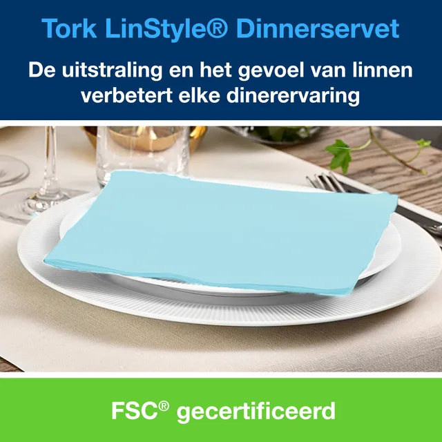 Dinerservet Tork Linstyle Premium 50 vel aquablauw