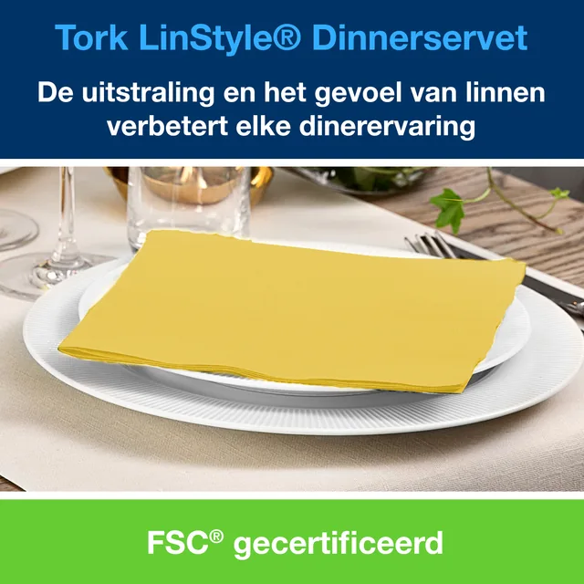 Dinerservet Tork Linstyle Premium 50 vel geel
