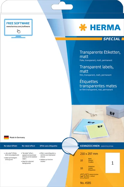 Etiket HERMA 4585 210x297 weerbest 10st transp mat
