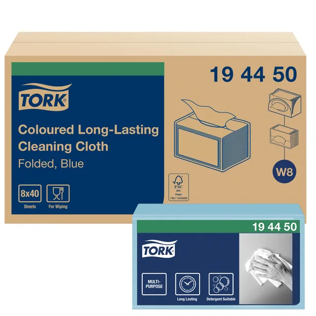 Reinigingsdoek Tork W8 Premium 1laags blauw