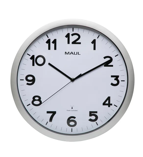 Wandklok MAUL Step RC Ø40x5cm kunststof zilver/wit