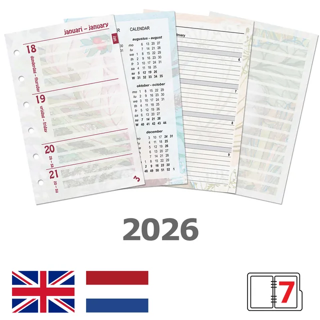 Agendavulling 2026 Kalpa Pocket bloemen 7d/2p