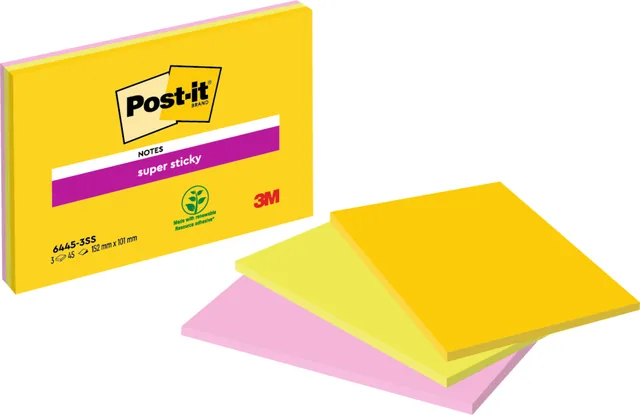 Memoblok Post-it 6445S S 152x101mm ass 3st