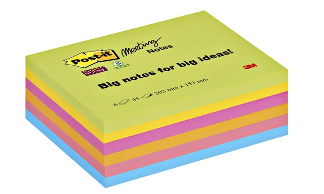 Memoblok Post-it 8645 Super Sticky 203x153mm ass