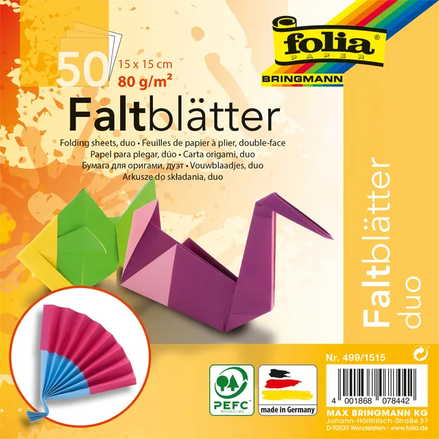 Vouwblaadjes Folia 80gr 15x15cm 50vel 2z 10 duo kl