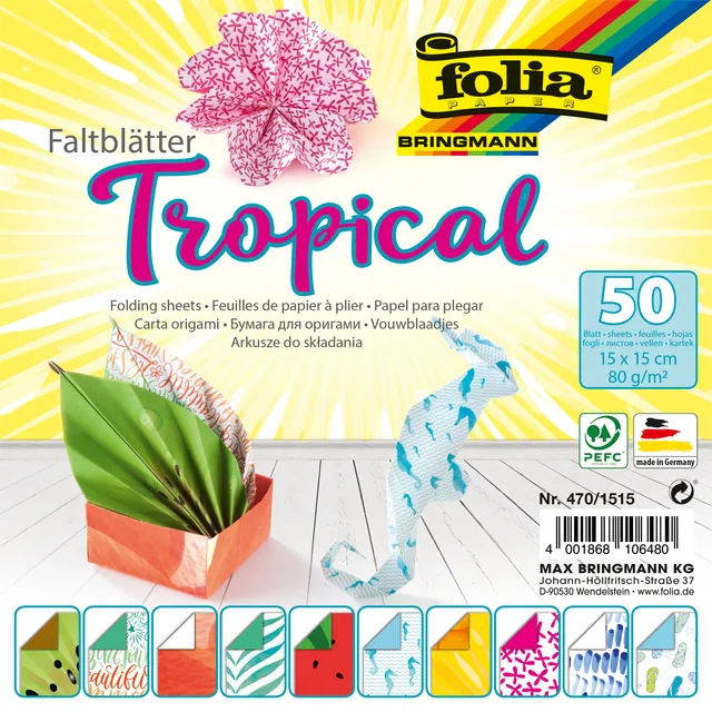 Vouwblaadjes Folia 80gr 15x15cm 50v 2z tropical