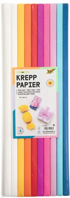 Crepepapier Folia 50x200cm 10 rollen mixkleuren