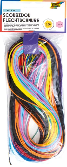 Scoubidoo touwtjes Folia 100cm 100st ass kleuren