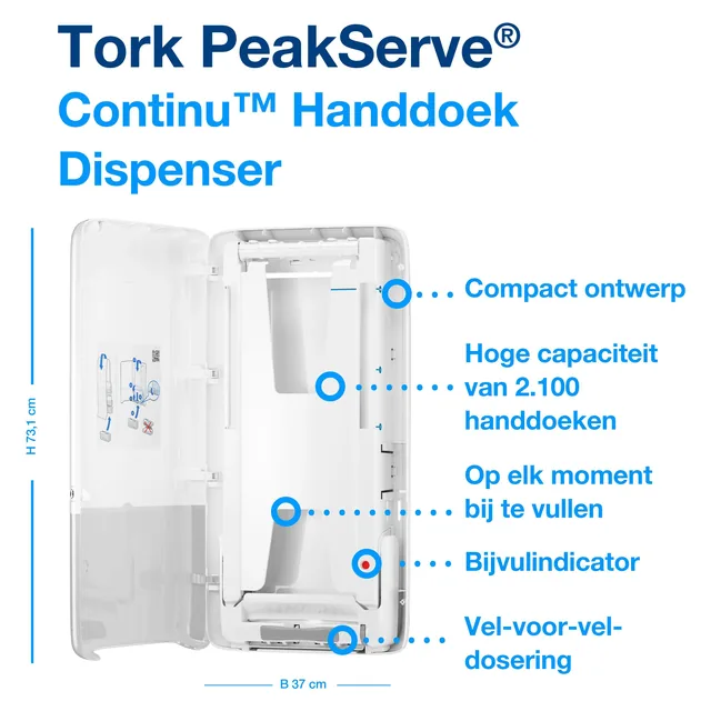Handdoekdispenser Tork H5 Elevation wit