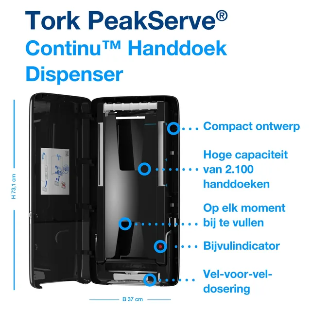 Handdoekdispenser Tork H5 Elevation zwart
