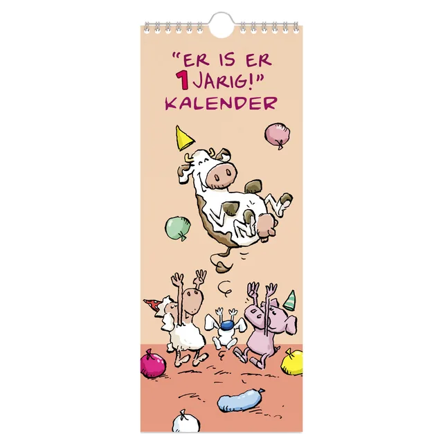 Verjaardagskalender Lannoo Ritsier 130x325mm roze