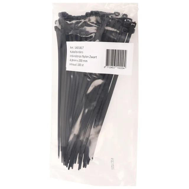 Kabelbinders IEZZY nylon 4.8x200mm D 49.5mm zwart