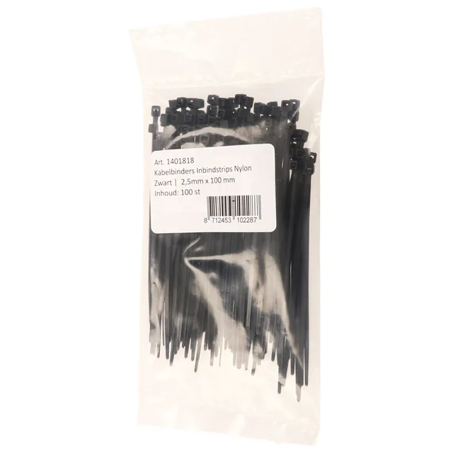 Kabelbinders IEZZY nylon 2.5x100mm D 20.5mm zwart