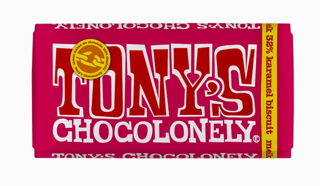 Chocolade Tony Chocolonely melk karamel biscuit