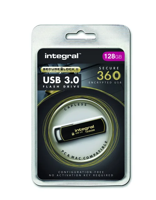 USB stick 3.0 Integral Secure 360 USB-A 128GB zw