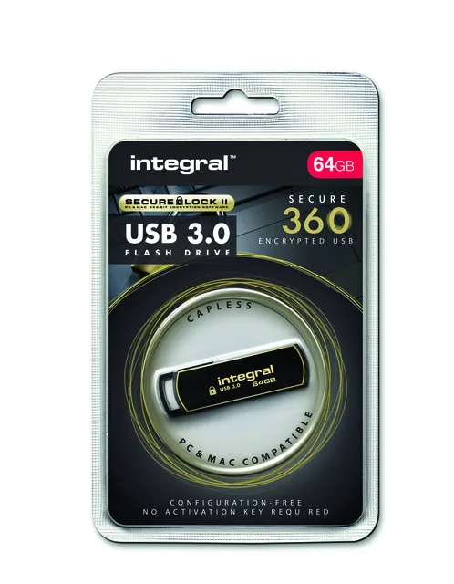 USB stick 3.0 Integral Secure 360 USB-A 64GB zw