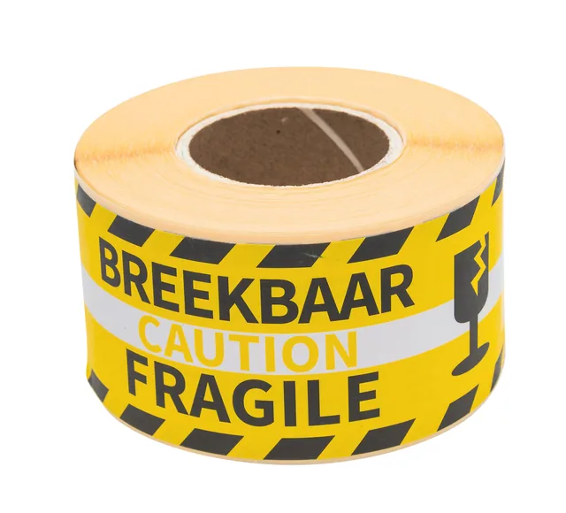 Etiket Rillprint fragile geel