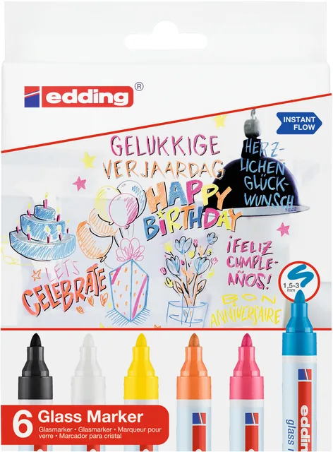 Viltstift edding 95 glasbord incl wit en zwart ass