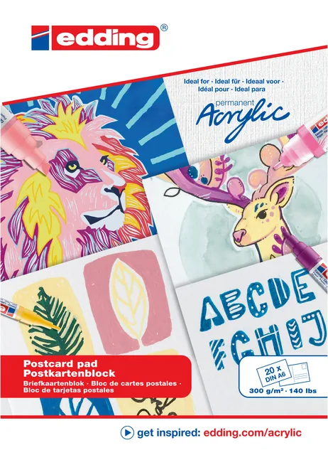 Olie-acrylblok edding 30010 A6 20 vel 300gr wit
