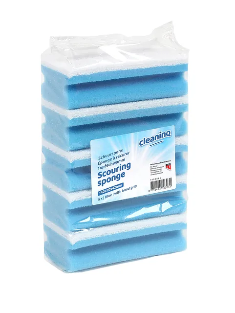 Schuurspons Cleaninq 140x70x42mm bl/wt 5st