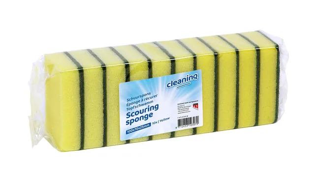 Schuurspons Cleaninq 100x70mm gl/gr 10st