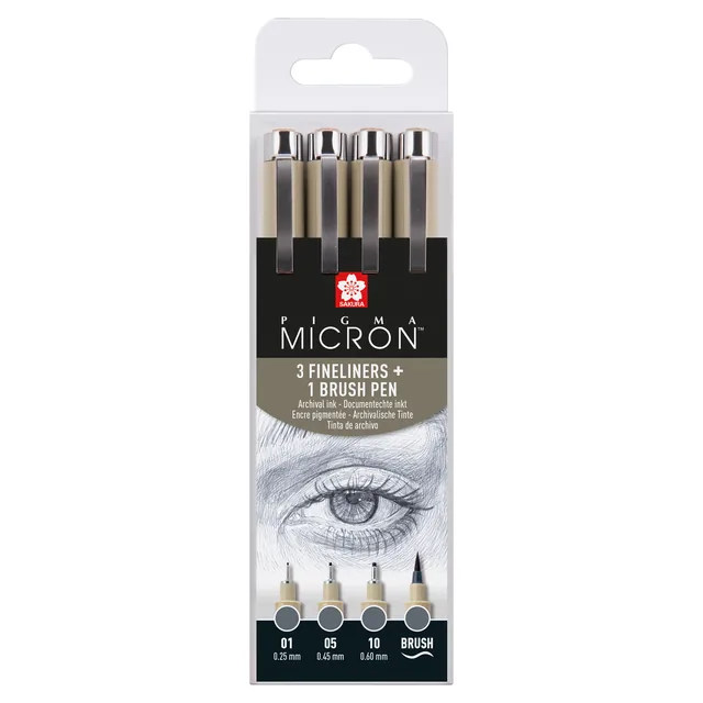 Fineliner Sakura Pigma Micron koelgrijs 4 maten