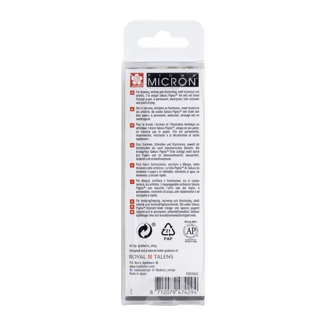 Fineliner Sakura Pigma Micron koelgrijs 4 maten