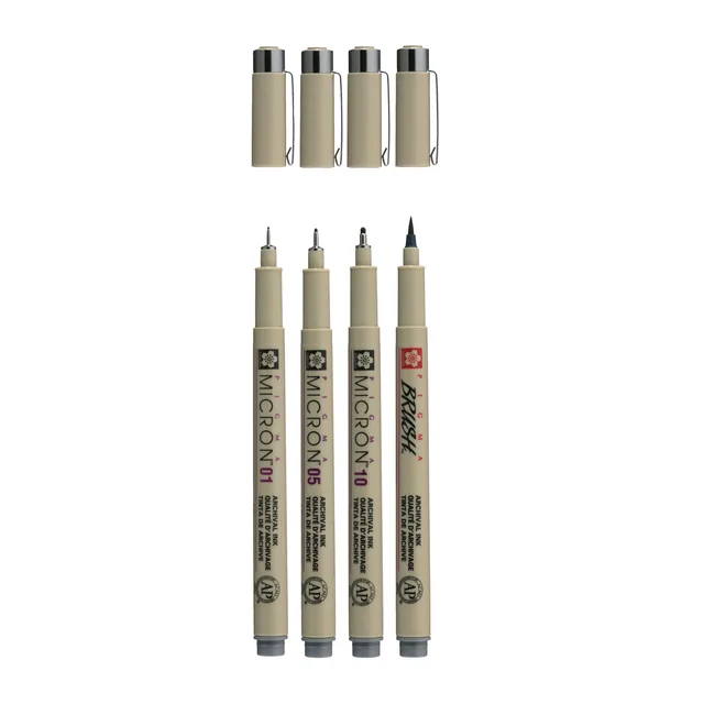 Fineliner Sakura Pigma Micron koelgrijs 4 maten