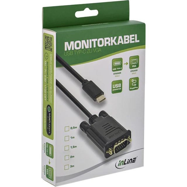 KABEL INLINE USB-C VGA 3.1 M/M 2 M ZWART