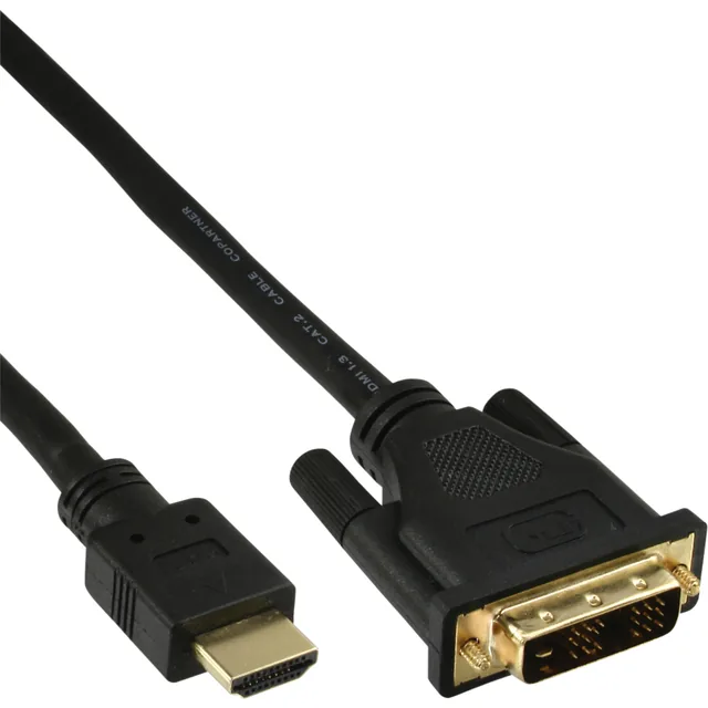 KABEL INLINE HDMI DVI 18+1 PIN M/M 2 M ZWART