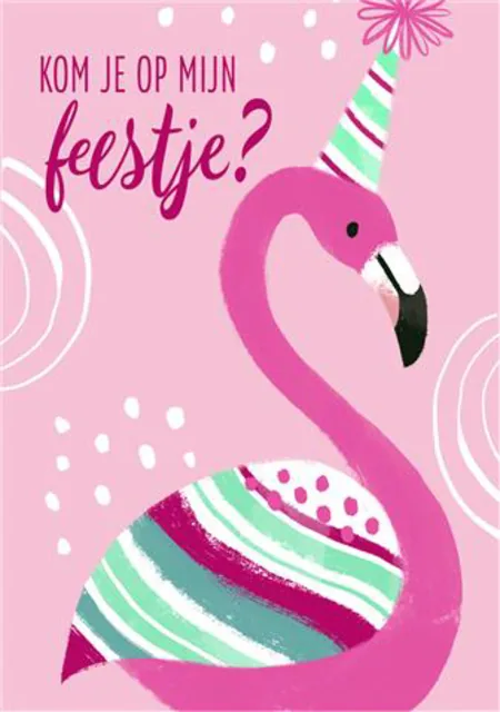 Wenskaart Hallmark uitnodiging flamingo 5 stuks
